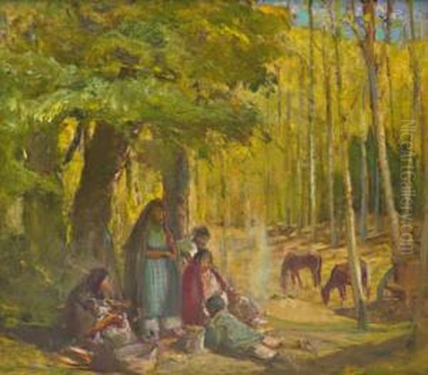 On The Way To Blue Lake Oil Painting by Oscar Edmund Berninghaus