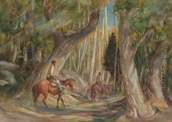 In The Forest Of Pueblo Canon Oil Painting by Oscar Edmund Berninghaus