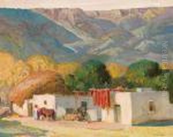 In The Village Of Lavacita, Nm Oil Painting by Oscar Edmund Berninghaus