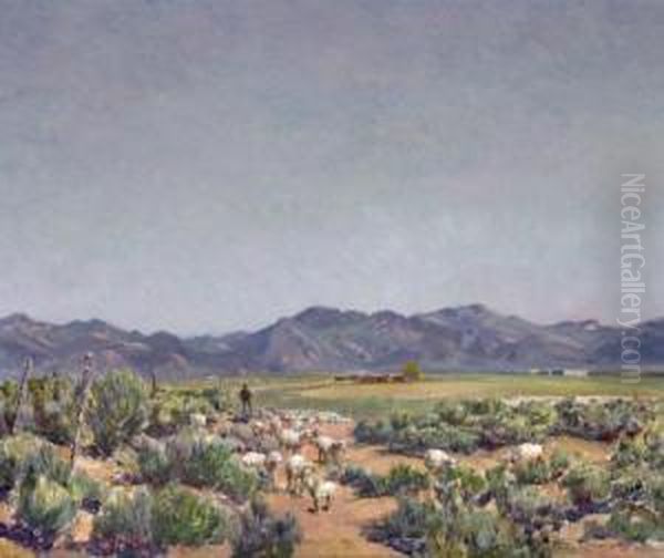 The Taos Sheep Herder Oil Painting by Oscar Edmund Berninghaus