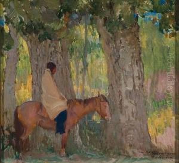 Title: In The Glorietta Forrest Oil Painting by Oscar Edmund Berninghaus