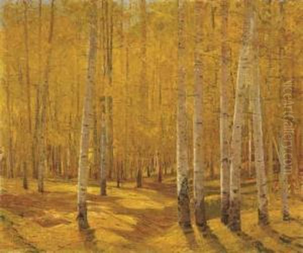 Aspen Forest On Taos Pass Oil Painting by Oscar Edmund Berninghaus