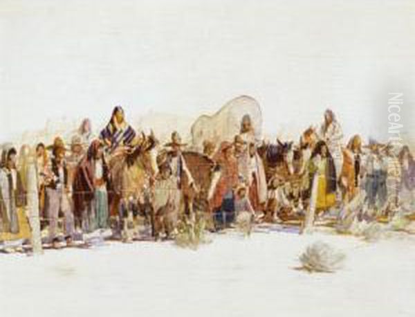 Festival Day At High Noon Oil Painting by Oscar Edmund Berninghaus