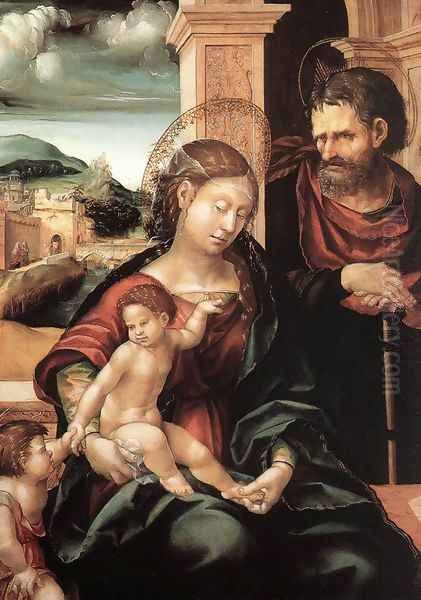 Holy Family with the Child St John c. 1525 Oil Painting by Hans Burgkmair the elder