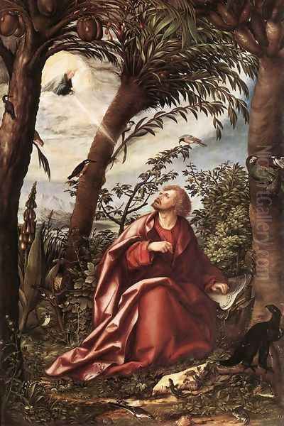 St John the Evangelist in Patmos 1508 Oil Painting by Hans Burgkmair the elder