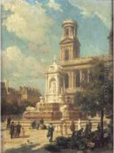 Vue De La Place Saint Sulpice Oil Painting by Louis Beroud