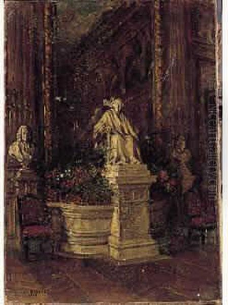 Interieur A La Statue Voltaire Oil Painting by Louis Beroud