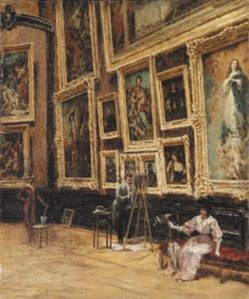 In The Louvre Oil Painting by Louis Beroud