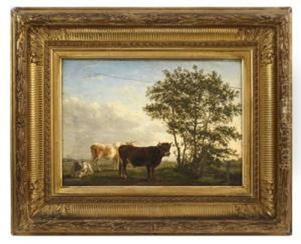 Vaches Au Paturage Oil Painting by Jean Baptiste Berre