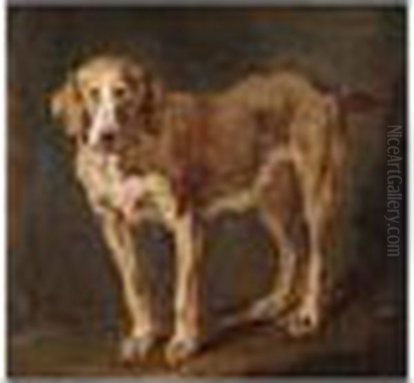 A Hound Oil Painting by Jean Baptiste Berre