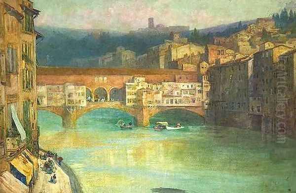 Blick uber den Arno auf die Ponte Vecchio in Florenz Oil Painting by William Henry James Boot