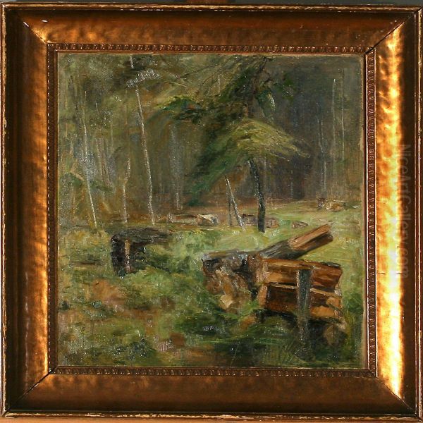 Spring Forest Oil Painting by Aage Bertelsen