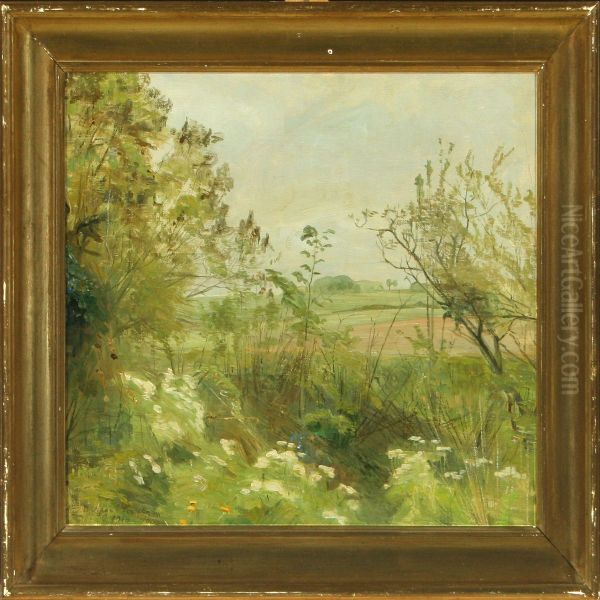 Spring Time With Wildflowers Oil Painting by Aage Bertelsen