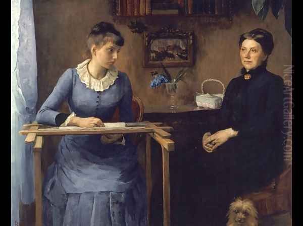 At Home or Intimacy, 1885 Oil Painting by Marie Louise Catherine Breslau