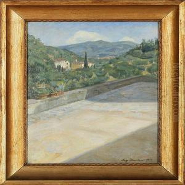 Italian Landscape Oil Painting by Aage Bertelsen