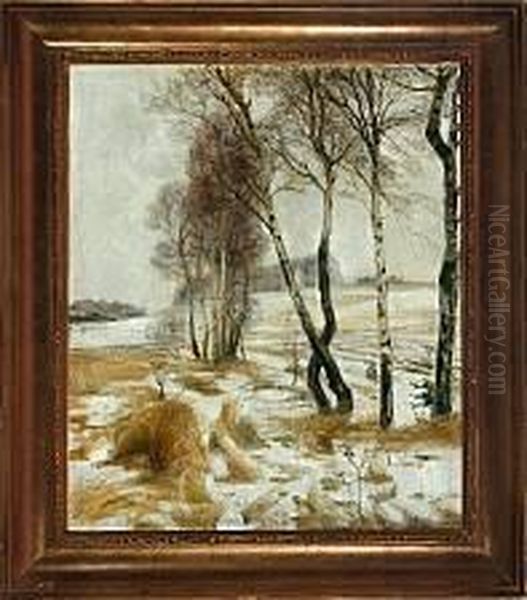 A Vinter Landscape Oil Painting by Aage Bertelsen