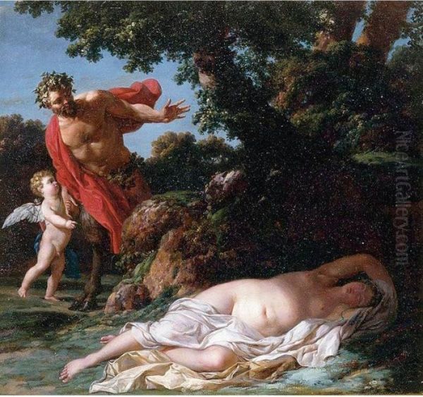 Jupiter And Antiope Oil Painting by Jean Simon Berthelemy