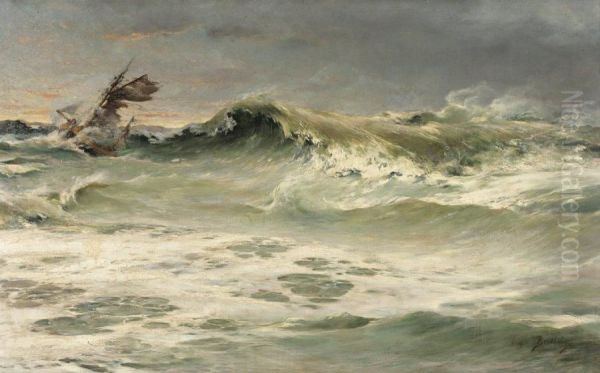 La Vague Oil Painting by Eugene Berthelon