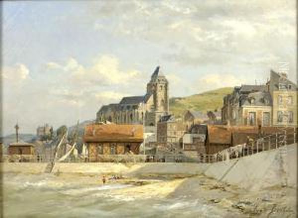 Le Port Du Treport Oil Painting by Eugene Berthelon