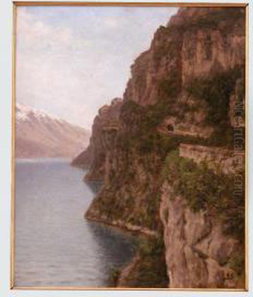 La Strada Del Ponalesul Lago Di Garda Oil Painting by Christian Berthelsen