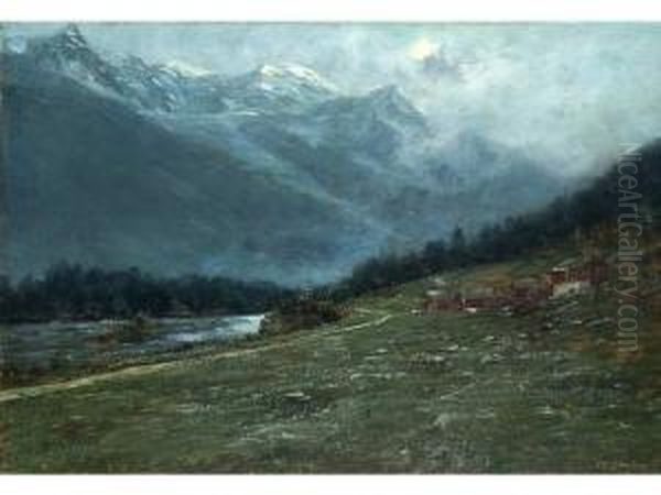 :a Chamonix Oil Painting by Charles Alexandre Bertier