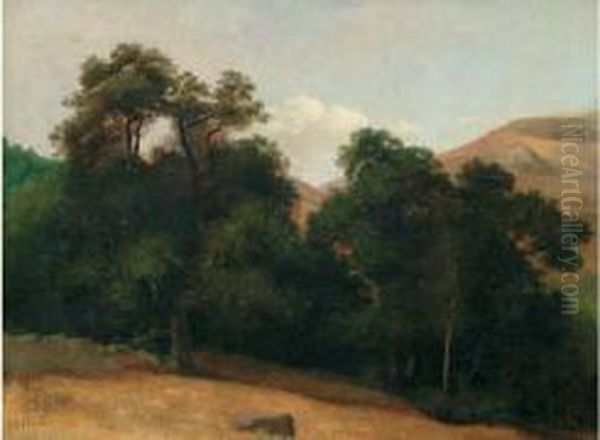 Royat, Chemin Du Paradis Oil Painting by Edouard Francois Bertin