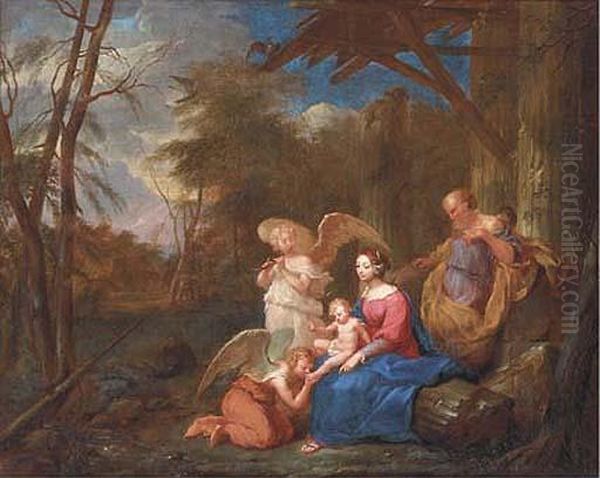 Rest On The Flight Into Egypt Oil Painting by Nicolas Bertin