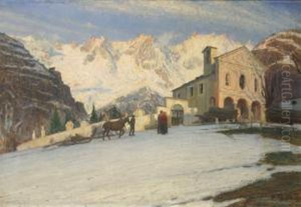 Paesaggio Invernale Oil Painting by Mario Bertola