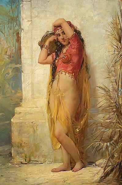 Harem Girl with Tambourine Oil Painting by Joseph Bernard