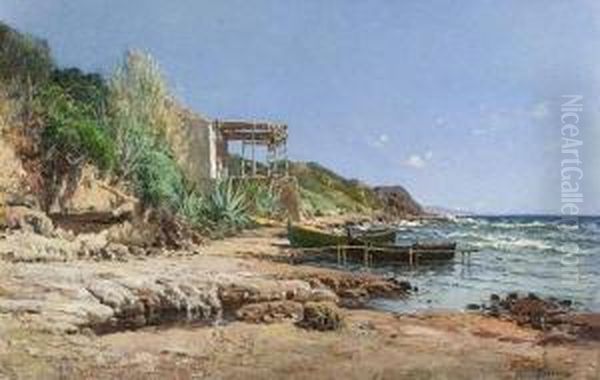 Le Cabanon Des Pecheurs. Oil Painting by Paulin Bertrand