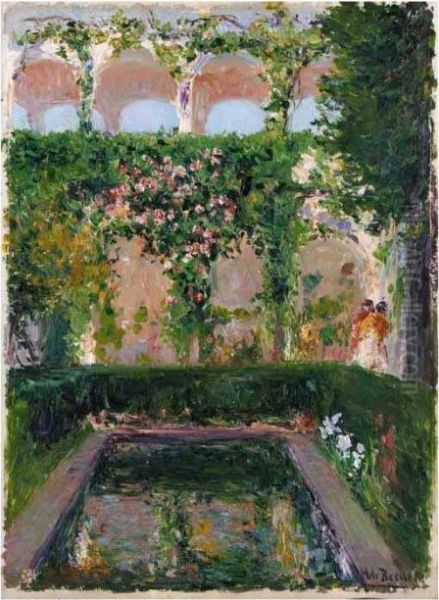 Jardines Del Generalife, Alhambra (gardens Of The Generalife, Alhambra) Oil Painting by Aureliano de Beruete y Moret