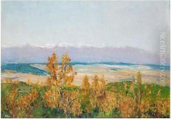 El Guadarrama En Otono Desde El 
Plantio (view Of The Guadarrama In Autumn From The Plantio) Oil Painting by Aureliano de Beruete y Moret