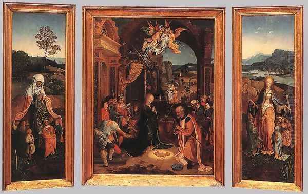 Triptych 1510s Oil Painting by Jan de Beer