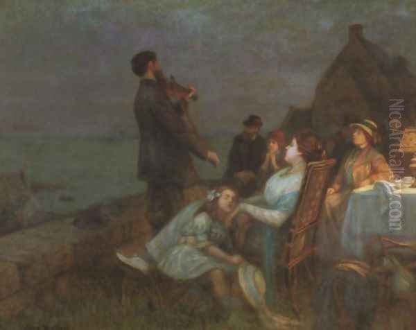 Members of the Danish artist's colony at Skagen in North Jutland Oil Painting by Jose Belon