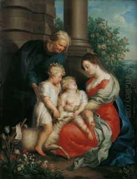 Madonna Mit Kind, Der Hl. Elisabeth Und Dem Johannesknaben. Oil Painting by Balthasar Beschey