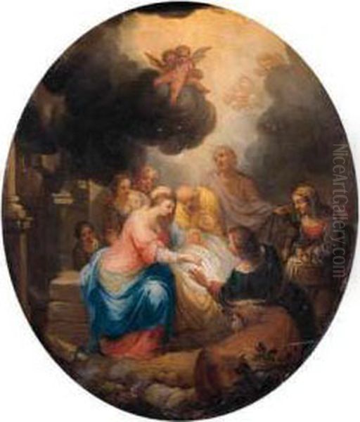 The Adoration Of The Shepherds; And The Adoration Of The Magi Oil Painting by Balthasar Beschey