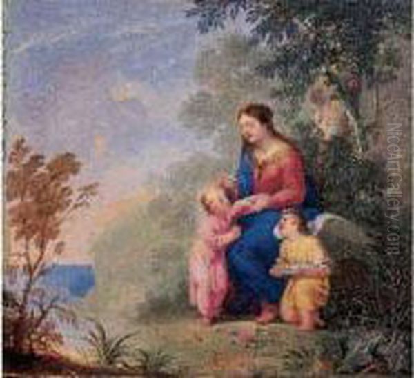 Vierge A L'enfant Avec Saint Jean-baptiste Oil Painting by Karel Beschey