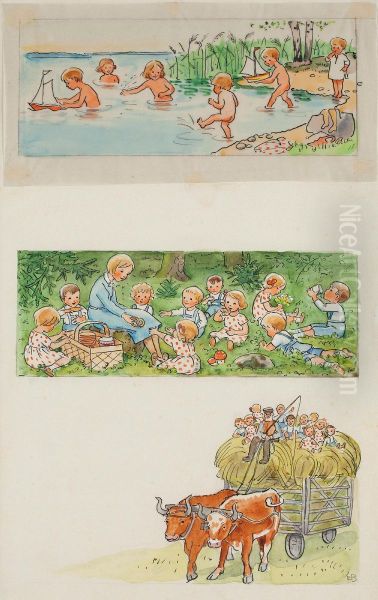 Lisas Framtidsplaner Oil Painting by Elsa Beskow