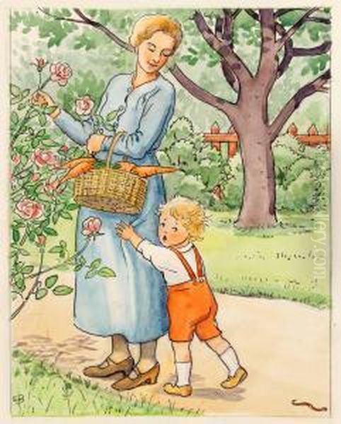 Mor. Mor! Mor! O, Mor! Orm! Oil Painting by Elsa Beskow