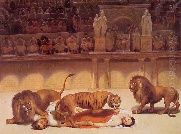 Le Tigre Arrive aux Deux Martyrs Oil Painting by Philippe Jacques Van Bree