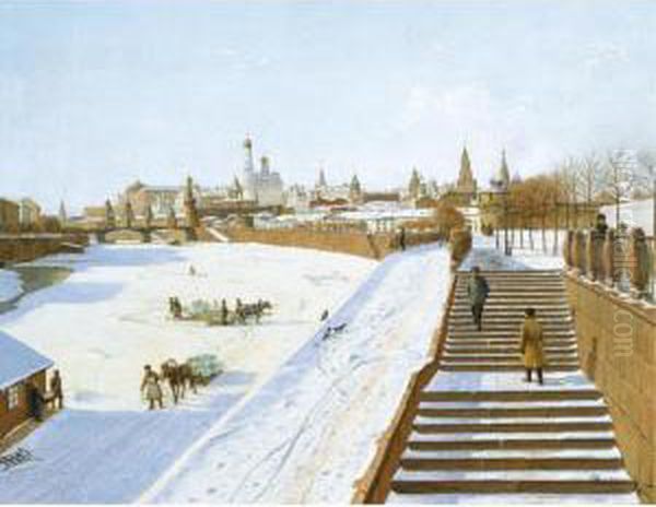 View Of Moscow In Winter by Boris Vasilievich Bessonov