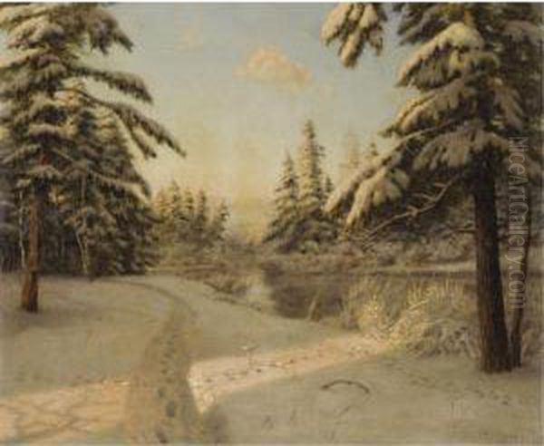 Winter Sunlight Oil Painting by Boris Vasilievich Bessonov