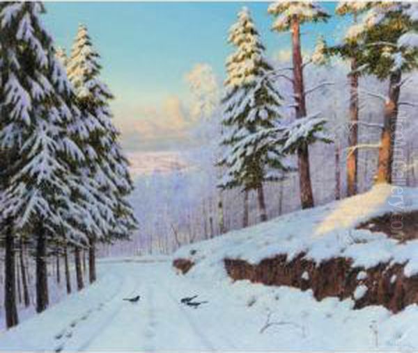 Winter Landscape Oil Painting by Boris Vasilievich Bessonov