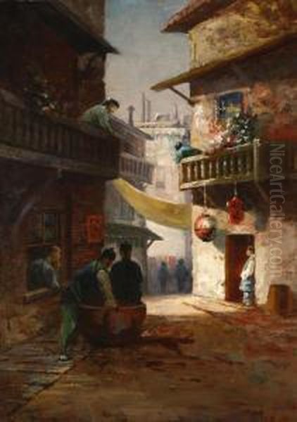 San Francisco- Chinatown Oil Painting by Arthur William Best