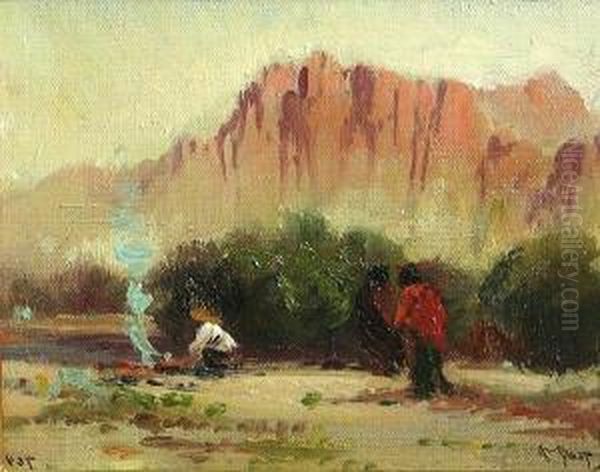 Indian Encampment, Arizona Oil Painting by Arthur William Best