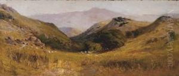 Valley Landscape Oil Painting by Arthur William Best