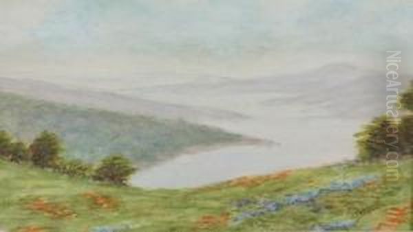 Lake And Hills Oil Painting by Arthur William Best