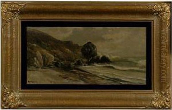 Rocky Shoreline. Oil Painting by Arthur William Best