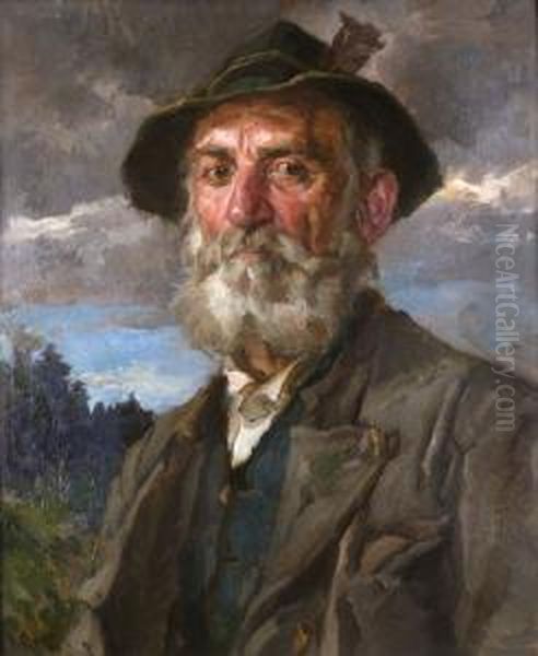 Portrait Eines Bartigen Mannes
In Oberbayrischer (miesbacher) Tracht Oil Painting by Hans Best