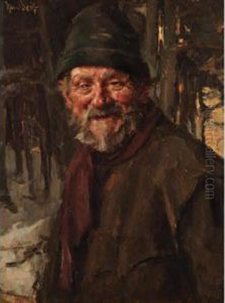 Portrait Of An Old Man Oil Painting by Hans Best